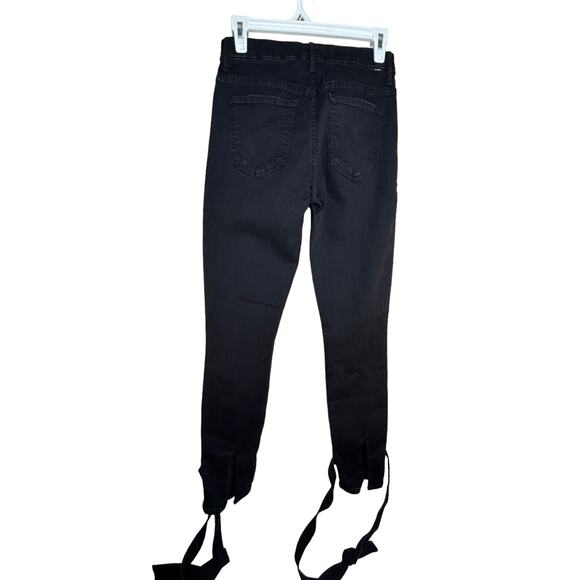 MOTHER Looker Black Jeans With Ankle Bows Size 27 4 Not Guilty Feminine - Picture 6 of 12
